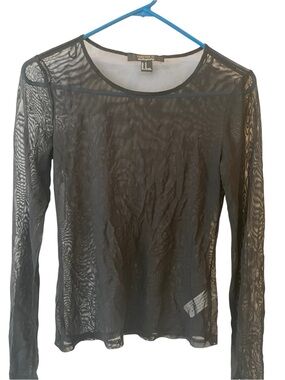 Forever 21 Black Sheer Mesh Long Sleeve Top